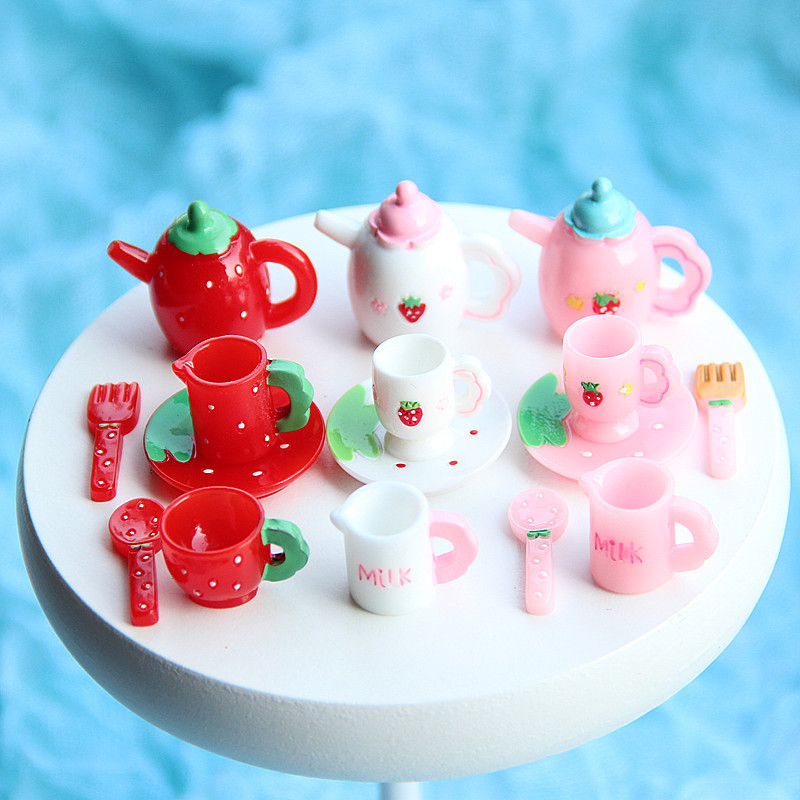 Gardening Tools Gift Set - Rosa Teeservice Miniatur-Figuren Tasse Teller Teekanne