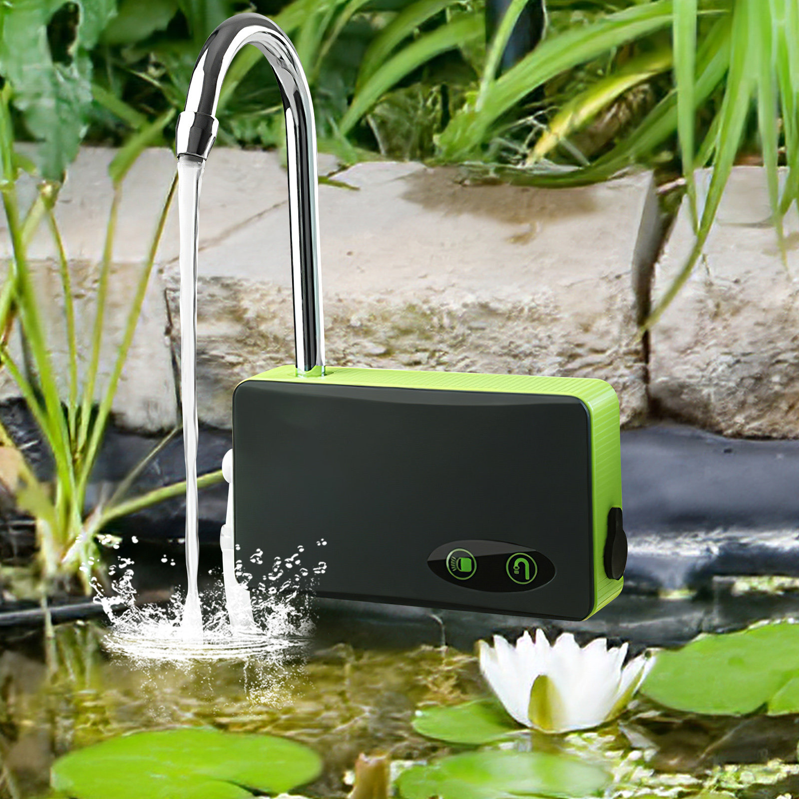 Gardening Tools Water - Tragbare Drei-in-Eins-Sauerstoffpumpe für Angeln, Belüften, Wasseraufnahme,